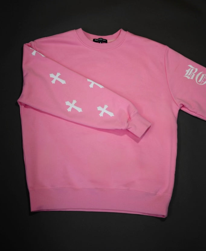 Pink Cross-Sleeve Sweatshirt