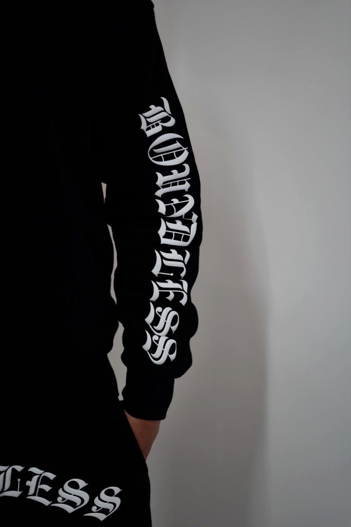 Black Cross-Sleeve Sweatshirt