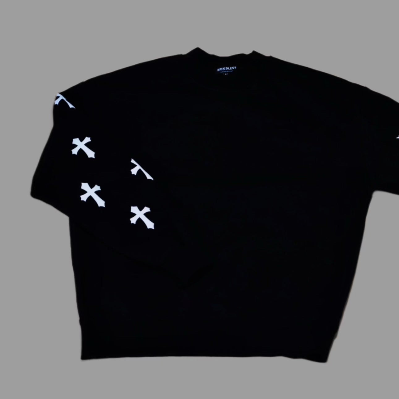 Black Cross-Sleeve Sweatshirt