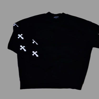 Black Cross-Sleeve Sweatshirt